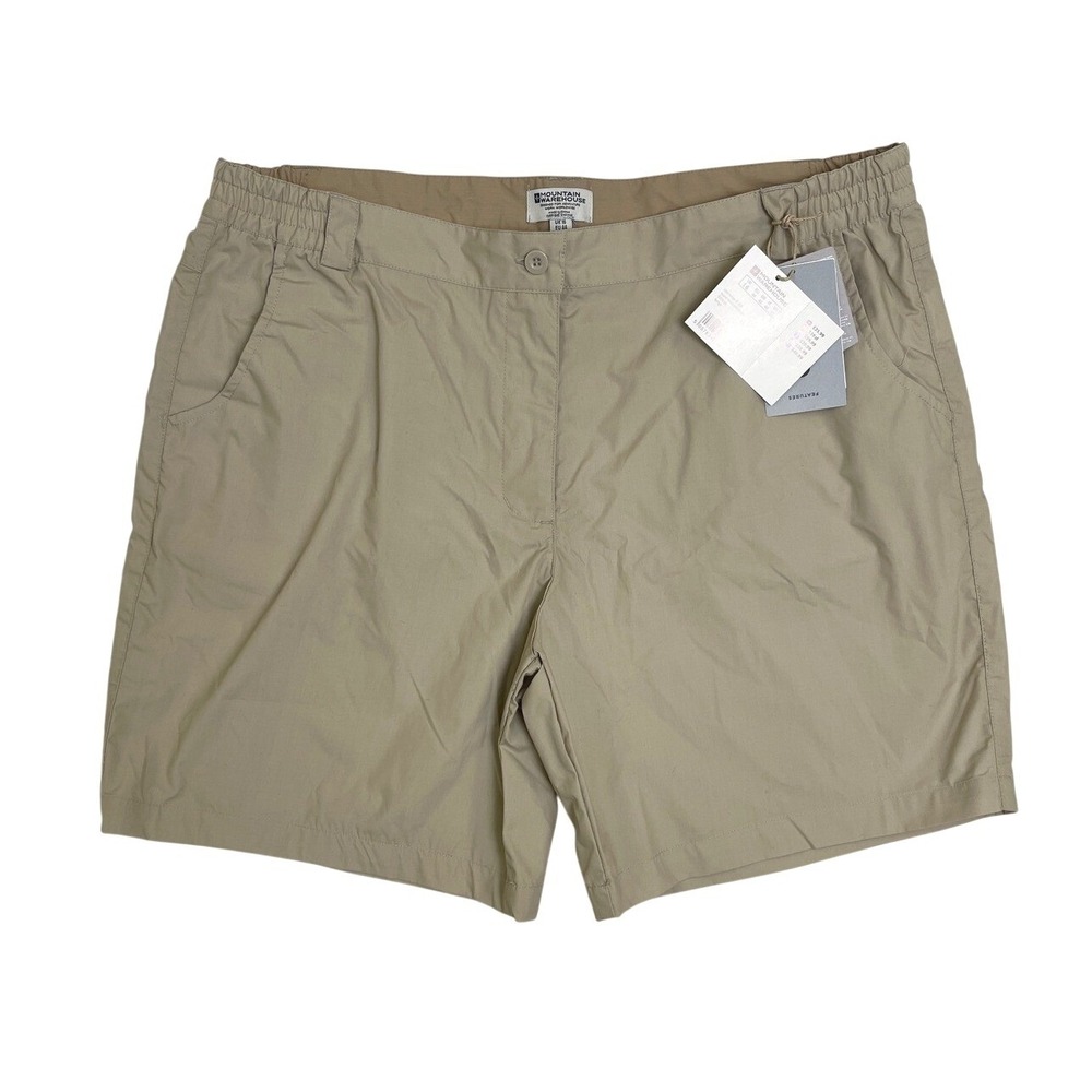 NEW Mountain Warehouse Quest Womens Hiking Shorts Beige 7 Inch UV Protect US 12